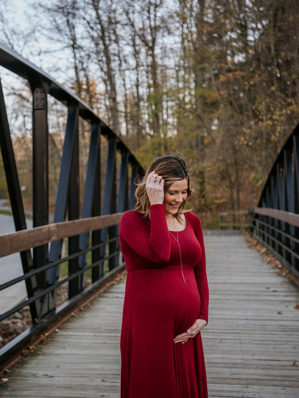 Maternity /Women's Long Sleeve Maternity Maxi Dress - Red/ Perfect Condition - Picture 3 of 4